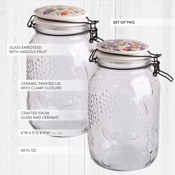 Set of 3 Glass Kitchen Canisters Rustic Canisters Set French Country Kitchen  Storage Large Paint Glass Jar Storage Jars Coffee Canisters Set 