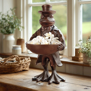 Charming Bronze Frog Bowl