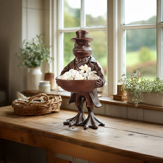 Charming Bronze Frog Bowl lifestyle