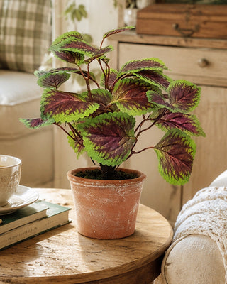 Potted Purple Mint Bush - Faux Botanical Plant for Home Decor
