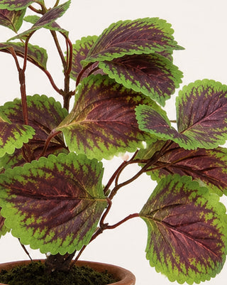 Potted Purple Mint Bush - Faux Botanical Plant for Home Decor