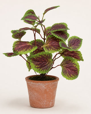 Potted Purple Mint Bush - Faux Botanical Plant for Home Decor