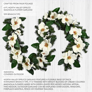 elegant white magnolia wreath garland with green leaves