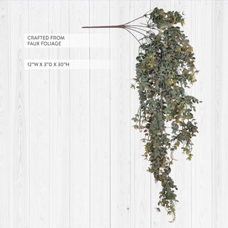 Mixed eucalyptus foliage showing sage green and taupe leaf varieties in detail