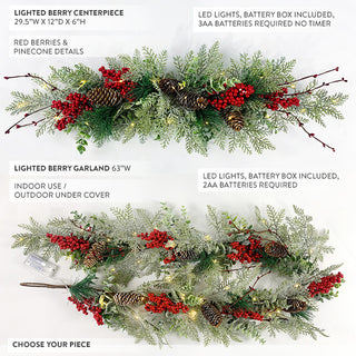 Pre-lit LED Berry Christmas Collection, Choose Your Style