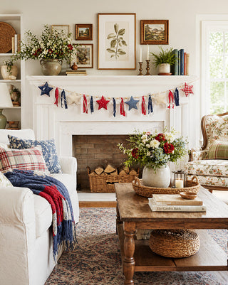60 Inch Rustic Mixed Pattern Raggedy Star Garland | America's 250th Birthday