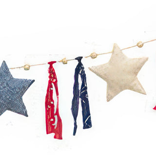 60 Inch Rustic Mixed Pattern Raggedy Star Garland | America's 250th Birthday