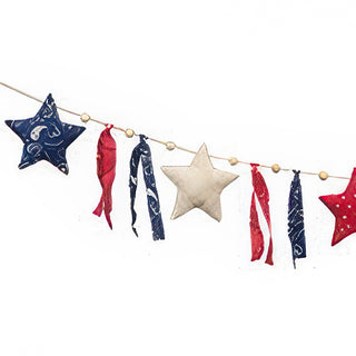 60 Inch Rustic Mixed Pattern Raggedy Star Garland | America's 250th Birthday