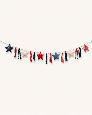 60 Inch Rustic Mixed Pattern Raggedy Star Garland | America's 250th Birthday