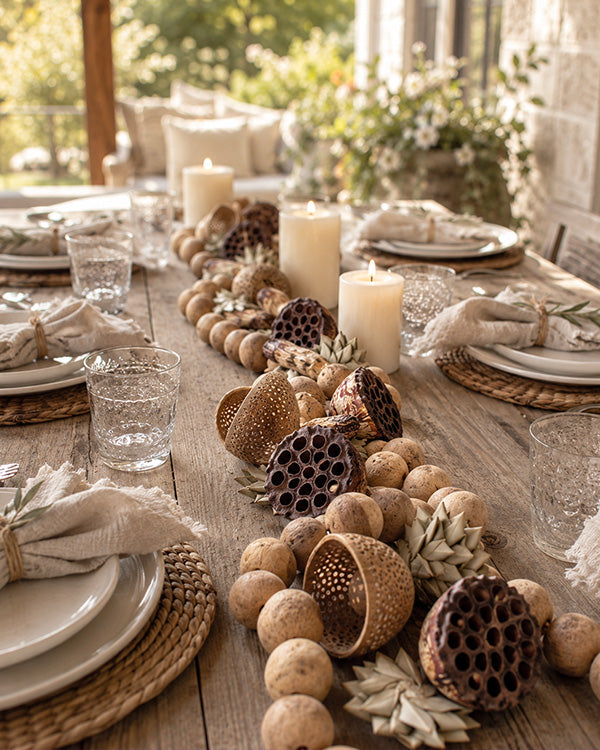 Mixed Dried Botanical Garland 72 Inch Natural Neutral Table Decor