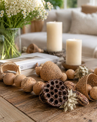 Mixed Dried Botanical Garland 72 Inch Natural Neutral Table Decor