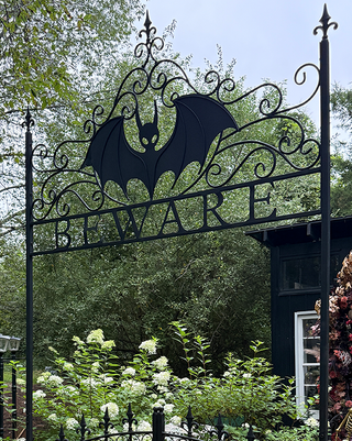 9-Foot Freestanding Metal Halloween Beware Archway Gate