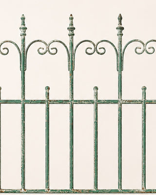 Aged Green Scroll Garden Gate with Vintage Metalwork 32 Inches