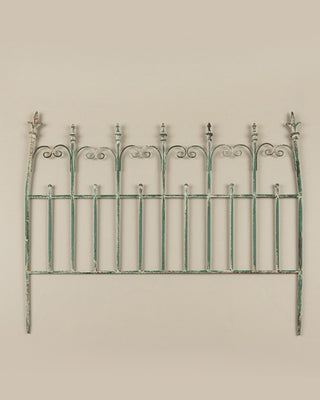 Aged Green Scroll Garden Gate with Vintage Metalwork 32 Inches