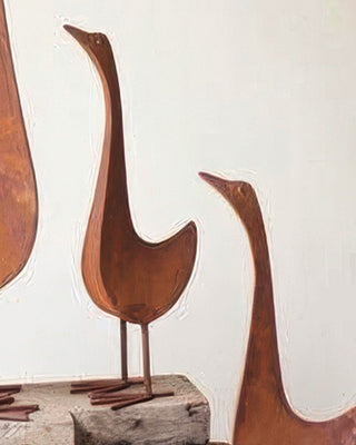 Indoor/Outdoor Rustic Metal Geese Garden Sculptures, Set of 3