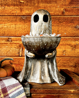 Antique Distressed Gold Finish Standing Ghost with Bowl