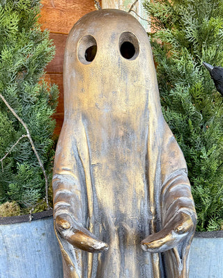 Grand Sculptural Metal Ghost Statue with Bowl