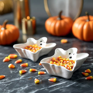 Halloween ghost-shaped porcelain candy bowls