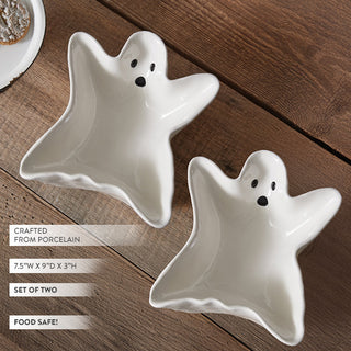 Set of two porcelain ghost-shaped serving bowls