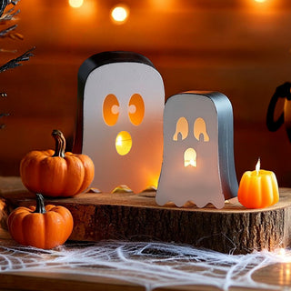 Halloween ghost metal candle holders with LED lights