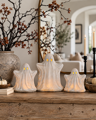 LED Light-Up Glowing Ghosts, Set of 3