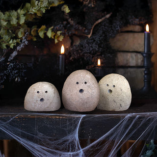 Halloween River Rock Ghosts, Set of 3