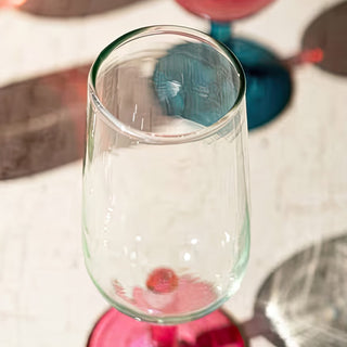 Hand-Blown Recycled Glass Aperitif Glasses with Multi-Color Stems, Set of 4