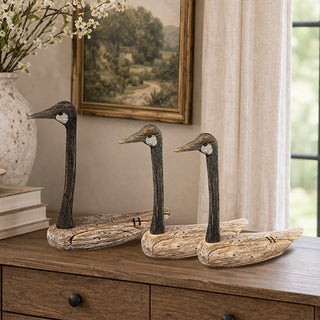 close of geese figurines