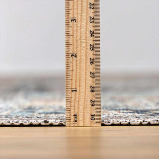 Traditional Tan and Navy Washable Rug