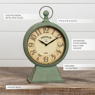 dimensions of Aged Green Tabletop Clock