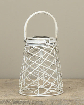 Aged White Solar Lantern Garden Display