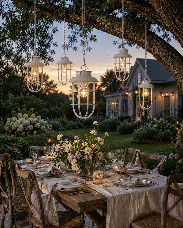 Aged White Solar Lantern Garden Display - Decor Steals