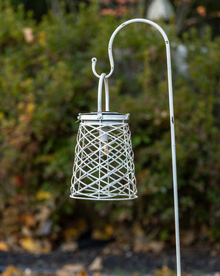 Aged White Solar Lantern Garden Display