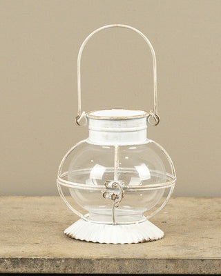 Aged White Solar Lantern Garden Display