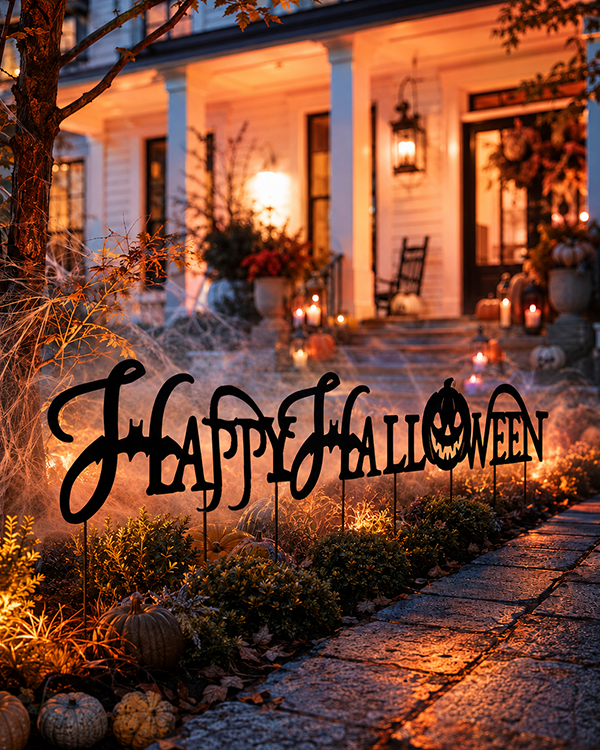 12 Feet Wide Happy Halloween Yard Stakes