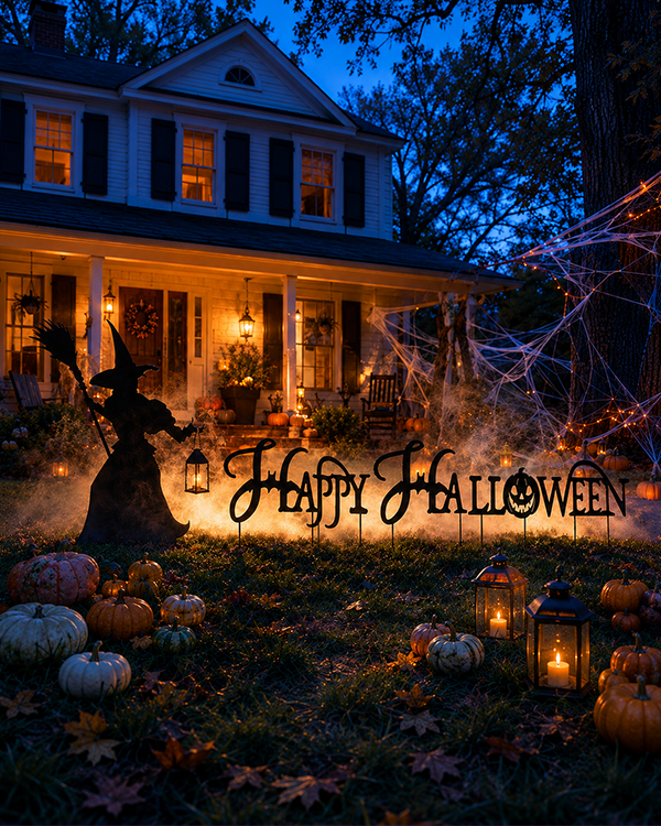 12 Feet Wide Happy Halloween Yard Stakes