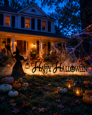 12 Feet Wide Happy Halloween Yard Stakes