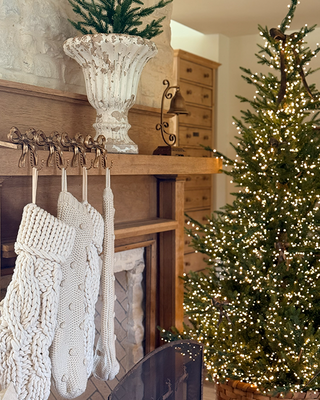 Cast Iron Bow Stocking Holders, Set of 4 Mantel Christmas Stocking Hangers