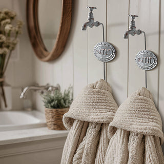Rustic bathroom towel hooks