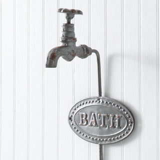 Single vintage-style faucet hook with embossed "BATH" sign