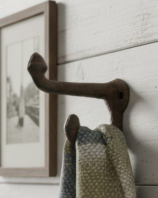Durable Cast Iron Wall Hooks Vintage Style, Set of 2
