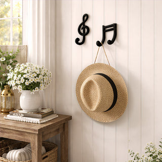  Black cast iron music note wall hooks treble clef sixteenth note decorative