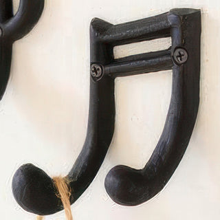  Musical note shaped coat hooks black iron farmhouse rustic home decor