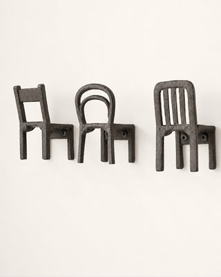 Cast Iron Chair Coat Hooks, Set of 3