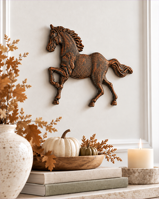 Heritage Cast Iron Running Horse Wall Plaque
