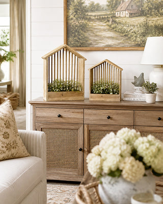 Wooden House-Shaped Wall Shelves - Set of 2 Farmhouse Wall Planters