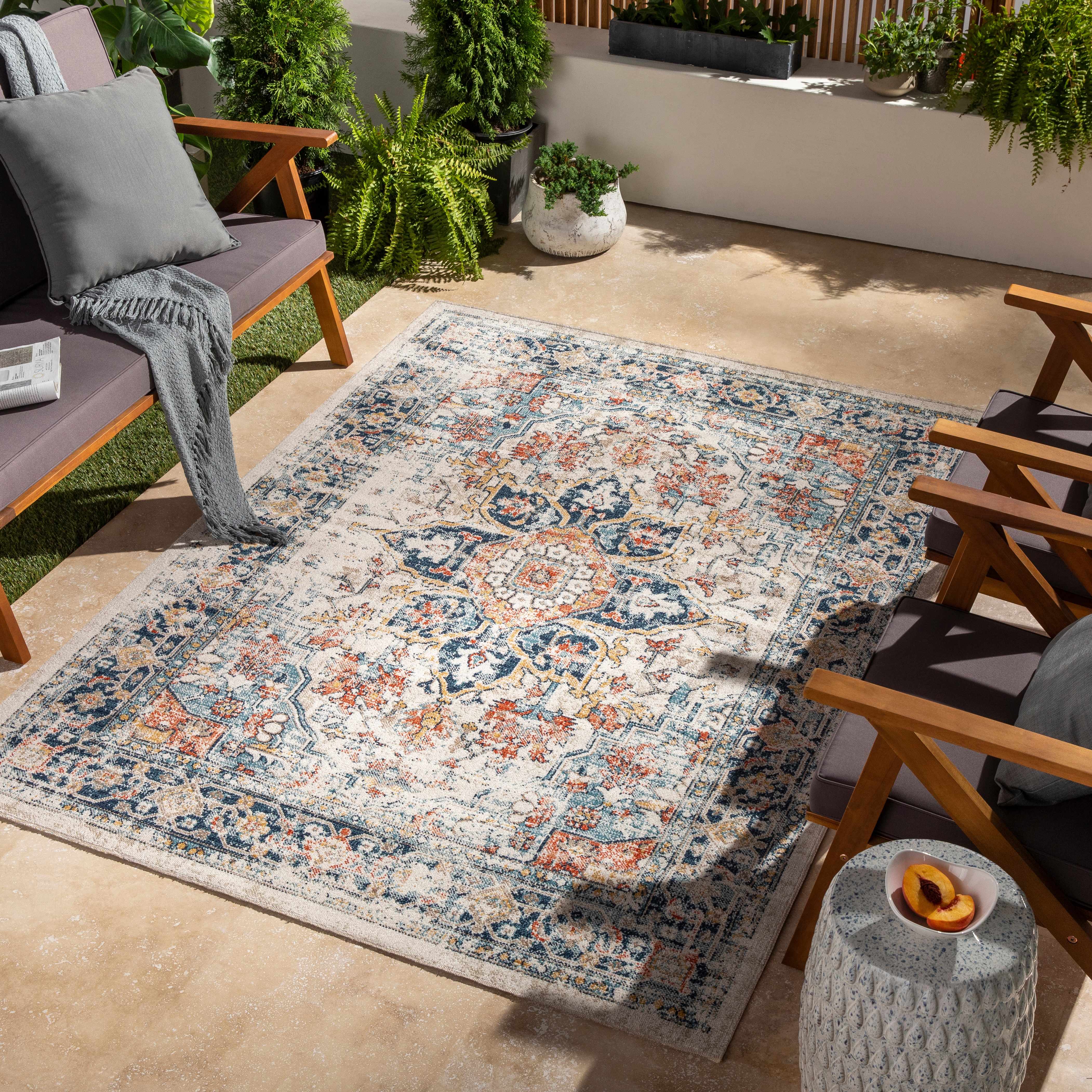 Distressed Outdoor Rug Ornate Distressed Outdoor Rug - Decor Steals