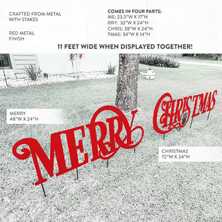 11 FEET WIDE! Merry Christmas Yard Stakes