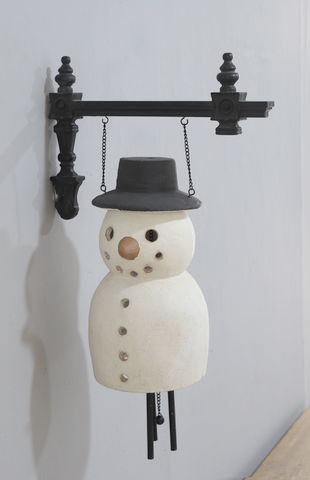 Snowman Windchime Sign Magnesium Metal Christmas Porch Decor with Bell