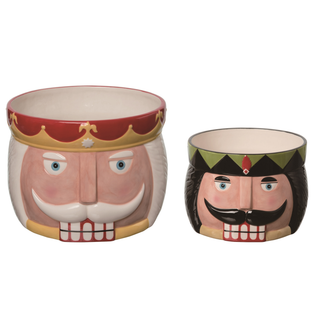 Ceramic Nutcracker Snack Bowls, Set of 2 Multicolor Christmas Serveware